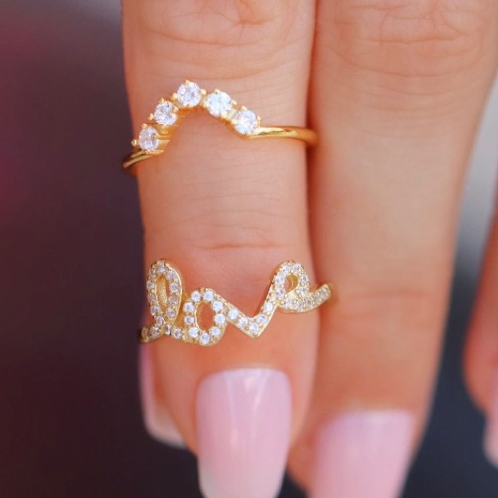 Gold “Love” Diamond Ring